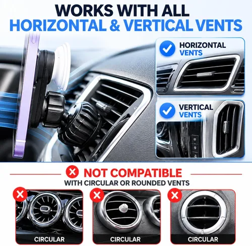 Vista 4 de MCCHJoy Soporte magnético para automóvil 2X-Hold para PopSockets, fácil de instalar, montaje de ventilación de aire, ajustable y seguro, se adapta a