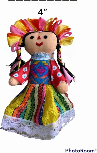 Vista 4 de MUNECA LELE - Juego de muñecas mexicanas hechas a mano, 10 piezas, muñeca María incluida