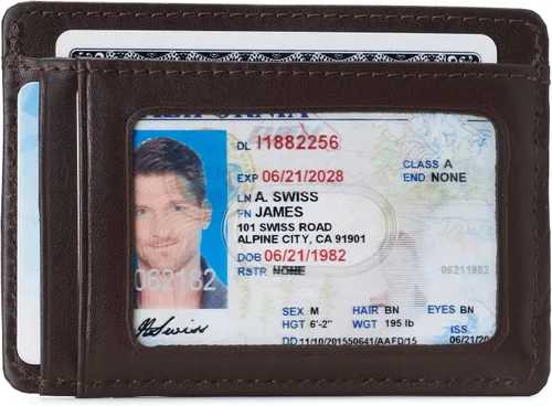 Vista 2 de Alpine Swiss Dermot - Billetera minimalista con clip para dinero, de cuero liso, viene en caja de regalo