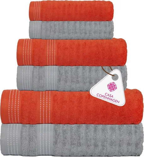 Vista 98 de CASA COPENHAGEN Exotic - Juego de 6 toallas de diseño de 100% algodón egipcio, color azul aguamarina, 550 GSM, 2 toallas de baño, 2 toallas de baño