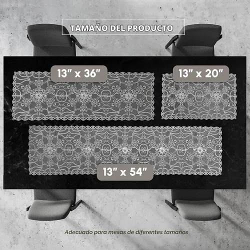 Vista 3 de Elegant Comfort Camino de mesa bordado Ingrid – Bufanda de tocador para el hogar comedor – Decoración de mesa de encaje como decoración de mesa