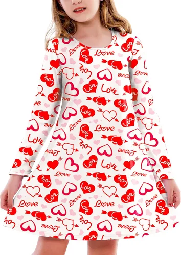 Vista 24 de Deerose Vestido de manga larga para niñas del día de San Patricio Mardi Gras, de 3 a 14 años Navidad café