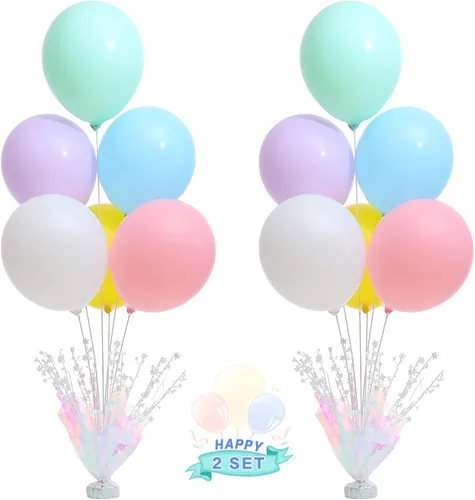 Vista 20 de 2 Juego de Globos de Mesa Negros con Spray de Aluminio para Centro de Mesa con Globos Negros y de Confeti, Kit de Soporte para Decoración de Mesa