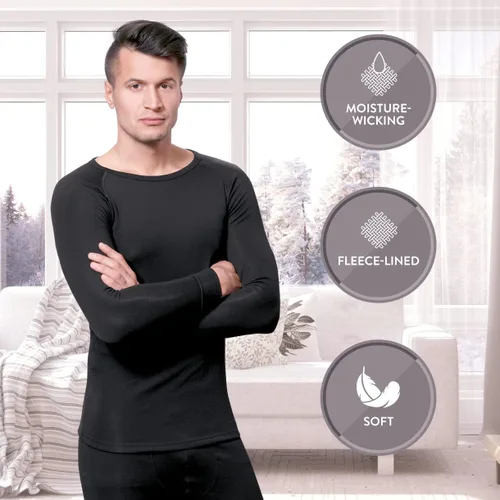 Vista 2 de Rocky Thermal Underwear for Men Heavyweight Midweight Long Johns Base Layer Shirt and Pants Set Fleece