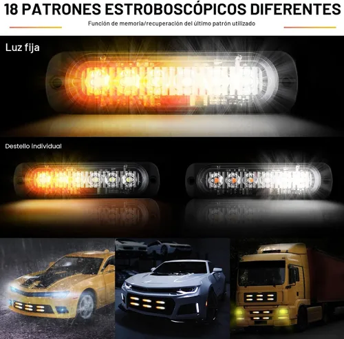 Vista 5 de Paquete de 20 luces LED estroboscópicas de emergencia, 6 LED ámbar y blanco, luces intermitentes de montaje en superficie, luces intermitentes