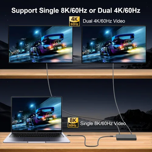 Vista 6 de Cable Thunderbolt 4, cable USB C a USB C de 240 W soporta transferencia de fecha de 40 Gbps, pantalla 8K y 4K, cable Thunderbolt4 a USB C de 6.6