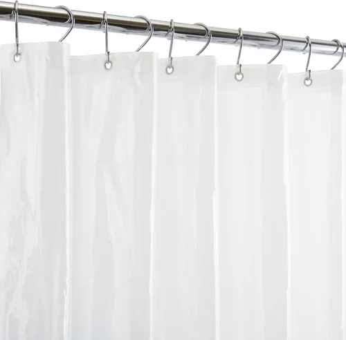 Vista 3 de Bath Bliss Forro de cortina de ducha de PVC pesado con ventosa protectora contra salpicaduras 4G 70 x 72 pulgadas Ojales de cobre resistentes