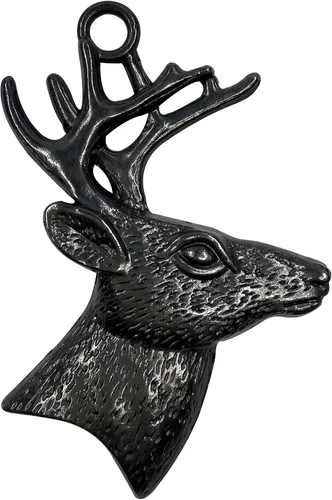Vista 4 de Juego de 12 ganchos para cortina de ducha de ciervos, anillos rústicos para baño, decoración temática de Navidad, cuernos de reno, madera de ciervo