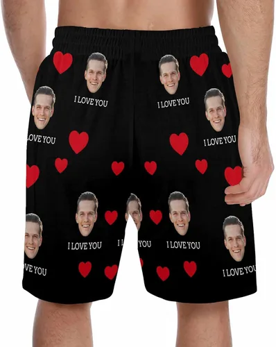 Vista 2 de Pantalones de pijama personalizados para la cara, pantalones cortos de pijama personalizados con fotos para dormir, regalos para hombres