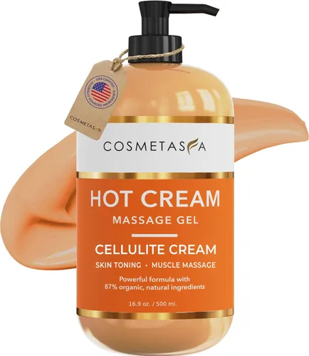 Vista 9 de Cosmetasa - Crema caliente para celulitis, 87% orgánica, gel de masaje natural para sudar estómago, abdomen, vientre, dolor de articulaciones