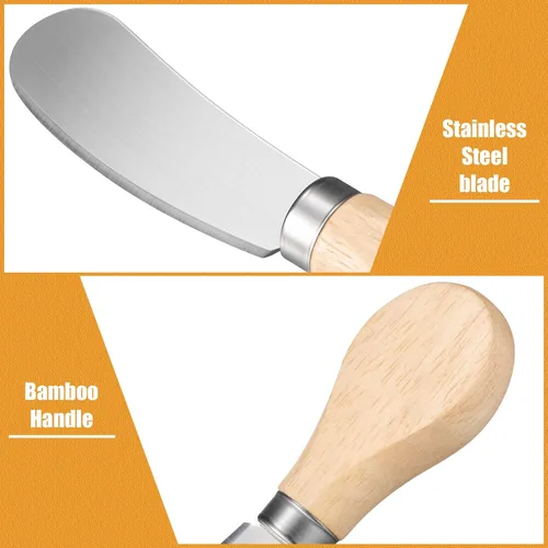 Vista 5 de 24 cuchillos esparcidores de queso pequeño de 4.7 pulgadas, esparcidor de mantequilla de acero inoxidable con mango de madera, mini cuchillos