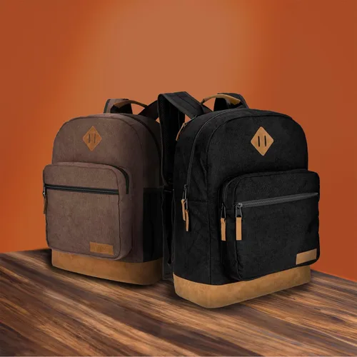 Vista 2 de Wrangler Yellowstone Mochila resistente al agua para viajes, mochila casual para portátil o cuaderno, negro cuerda, Mediana, Mochilas Daypack