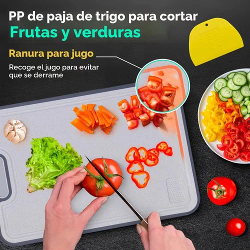 Vista 3 de Tabla de cortar de titanio de 16 x 11 pulgadas, tablas de cortar de doble cara, no tóxicas, tablas de cortar de titanio para cocina, ideal