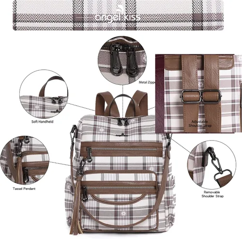 Vista 64 de Bolsos mochila monedero de piel sintética para mujer, bolsas con zíper, mochilas de hombro casuales