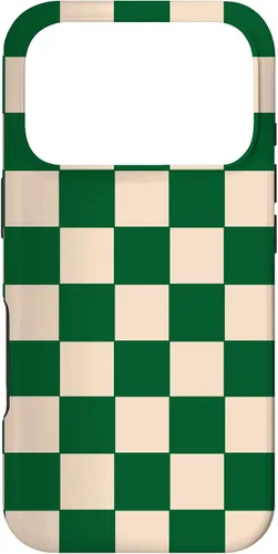 Vista 30 de Funda de tablero de ajedrez a cuadros blanco crema verde para iPhone 17