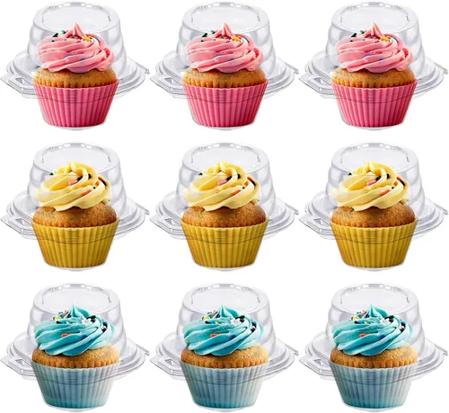 Vista 7 de Cajas de cupcakes individuales para cupcakes, 25 paquetes de soporte regular individual para cupcakes, cobertura alta para magdalenas, soporte
