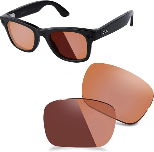 Vista 28 de ANSI Z87.1 Replacement Lens for Ray-Ban Meta Wayfarer Gen1&2&3 Al Glasses Negro ónice
