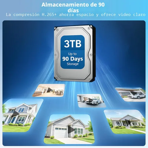 Vista 2 de Almacenamiento de 90 días y audio de 2 vías: sistema de cámara de seguridad con cable para exteriores, sistemas de cámara de seguridad con cable