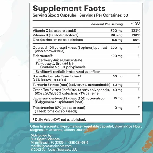 Vista 3 de SUN COAST SCIENCES BioShield MD de Premium Immunity Support con vitamina C, vitamina D, zinc, para concentración, claridad, articulaciones