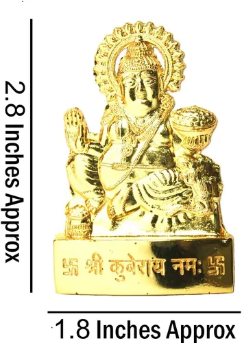 Vista 2 de Decoración del templo del hinduismo indio Ashtadhatu (metal mixto), esculturas, estatua de ídolo, murti para Pooja/regalo/Diwali Puja (Kuber pequeño)
