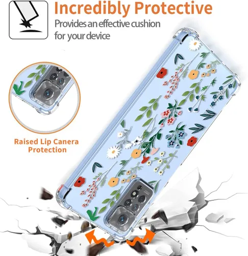 Vista 7 de Funda para Redmi Note 11 Pro, Redmi Note 12 Pro 4G transparente con diseño TPU absorción de golpes Slim Flower Garden Pattern Protective Back Cover