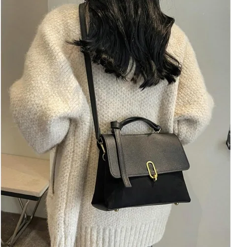 Vista 3 de Bolso de hombro de cuero genuino vintage, bolso cruzado pequeño para mujer, bolso de trabajo para damas