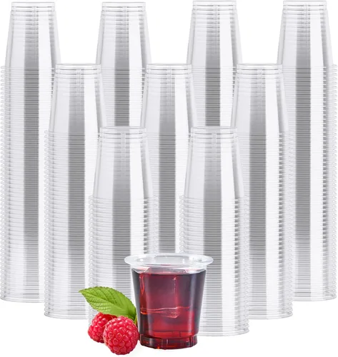 Vista 12 de JOLLY CHEF Paquete de 1000 vasos de chupito de plástico, vasos de gelatina desechables transparentes de 1 onza, reutilizables, perfectos