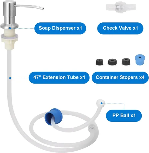 Vista 4 de Dispensador de jabón para fregadero integrado, dispensador de jabón para fregadero de cocina, dispensador de jabón inoxidable para fregadero