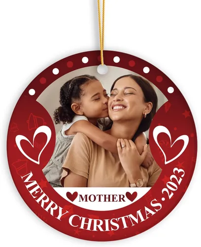 Vista 19 de Adorno de Navidad con foto personalizada 2023, adorno de Navidad con nombre del bebé, adorno de Navidad con texto personalizado para bebé, recién