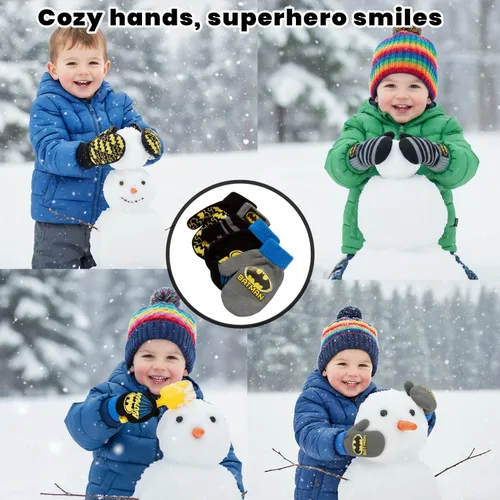 Vista 5 de DC Comics Juego de 4 manoplas o guantes para niños Batman, Superman, Liga de la Justicia (2-7)