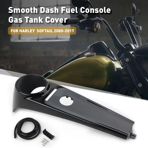 Vista 2 de FSFY - Consola de combustible Smooth Dash, cubierta para tanque de gas, consola de tablero lisa para Harley Softail 2000-2017, color negro