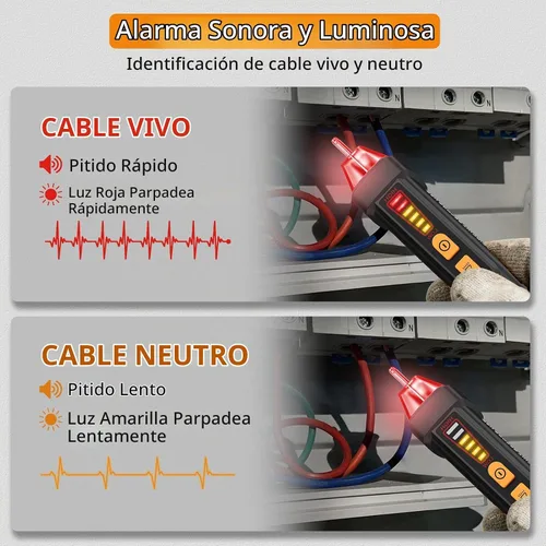 Vista 3 de Probador de voltaje Neoteck 12-1000V AC pluma de probador eléctrico con linterna LED