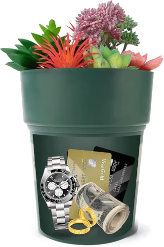 Vista 8 de BarGifts Maceta de Flores Negra Caja de Seguridad de Desviación, Caja de Almacenamiento Secreto Oculta Mantén Tus Objetos de Valor Seguros Como