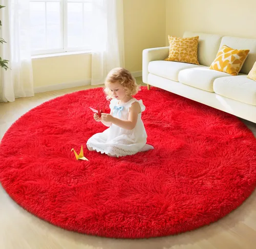 Vista 24 de EVOIONOS Alfombra Redonda Negra para Dormitorio, 4x4 Pies Alfombra de Área Circular Suave y Esponjosa para Sala de Estar, Alfombra Circular de Felpa