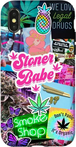 Vista 5 de Girly Stoner - Funda para iPhone 17 con collage de cannabis, marihuana 420