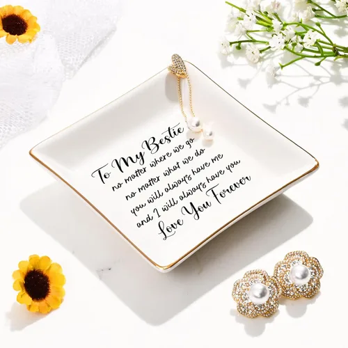 Vista 3 de Homlouue Best Friend Present for Women, To My Bestie Ring Dish, Friendship Going Away Gifts for Friends, Birthday Gifts for Women Bestie, Sister