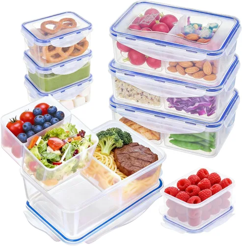 Vista 13 de KIGI Mini recipientes de plástico para almacenamiento de alimentos de 6 onzas con tapas herméticas y a prueba de fugas, ideales para almuerzo