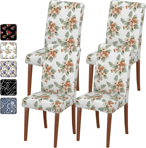 Vista 53 de Fundas para sillas de comedor CoSofSLIP, juego de 2, fundas estampadas elásticas antideslizantes, fundas extraíbles y lavables para sillas