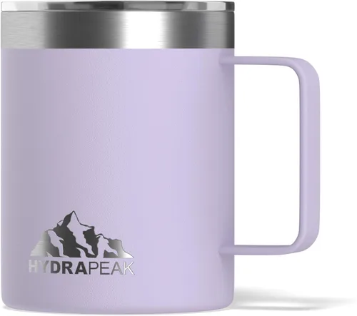Vista 6 de Hydrapeak - Taza de viaje con doble aislamiento al vacío, de acero inoxidable, con asa integrada y tapa a presión (354.88 ml), Taza de café, Negro