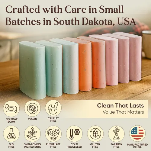 Vista 6 de Amish Farms - Jabón de 8 barras, barras hidratantes de fácil agarre (5 onzas cada una, 2.5 libras) fabricadas en Estados Unidos para pieles