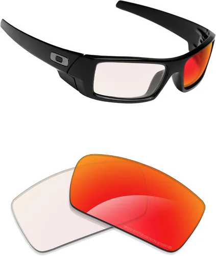 Vista 32 de Alphax Polarized Replacement Lenses for Oakley Gascan OO9014 60mm Sunglasses Glare Reduction Precision Cutting Espejo de oro de 24 quilates