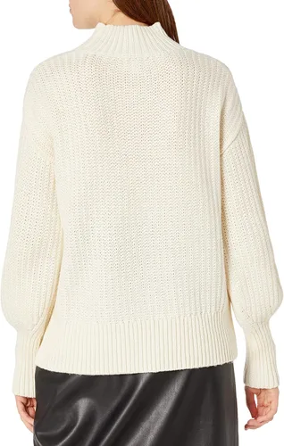 Vista 2 de The Drop INES - Suéter grueso acanalado con cuello alto falso para mujer