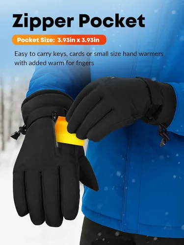 Vista 2 de KASBAH Guantes térmicos impermeables de invierno para hombres y mujeres, guantes de esquí con aislamiento cálido con diseño antideslizante