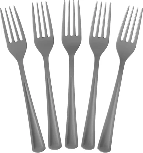 Vista 15 de Party Solids Tenedores de plástico negro, 100 piezas, tenedores negros, utensilios desechables, juego de cubiertos de plástico resistente