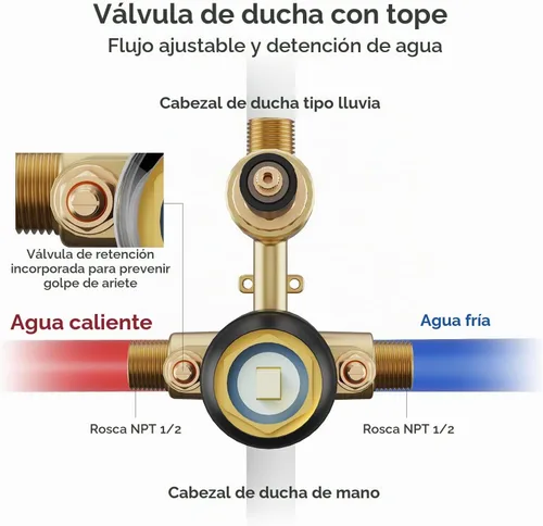 Vista 6 de Gabrylly Sistema de ducha, juego de grifo de ducha montado en la pared de Negro