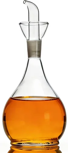 Vista 5 de Eleton 's Planet - Decantador de aceite de vidrio y cruet de 14 onzas, dispensador de aceite de oliva piriforme Botella de aceite de vidrio