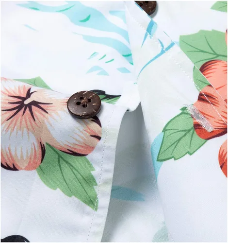 Vista 3 de Camisas hawaianas para hombre, manga corta, ajuste regular, camisas florales para hombre