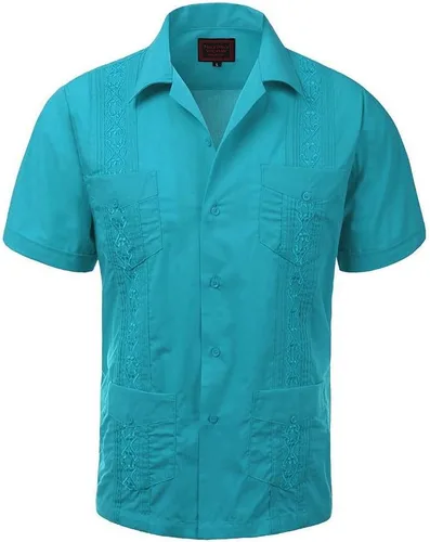 Vista 20 de vkwear Guayabera - Camisa de vestir casual con botones y manga corta para hombre