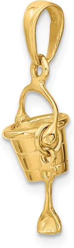 Vista 5 de Cubo de playa 3-D de oro amarillo sólido de 14 k con colgante de pala (0.472 in x 0.827 in), Oro, 0