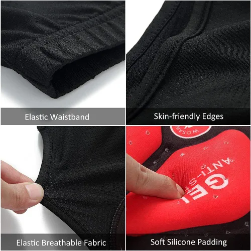 Vista 5 de ERYUE Ropa interior de bicicleta, ropa interior de bicicleta para hombre, calzoncillos acolchados para bicicleta, ropa interior de ciclismo, Negro
